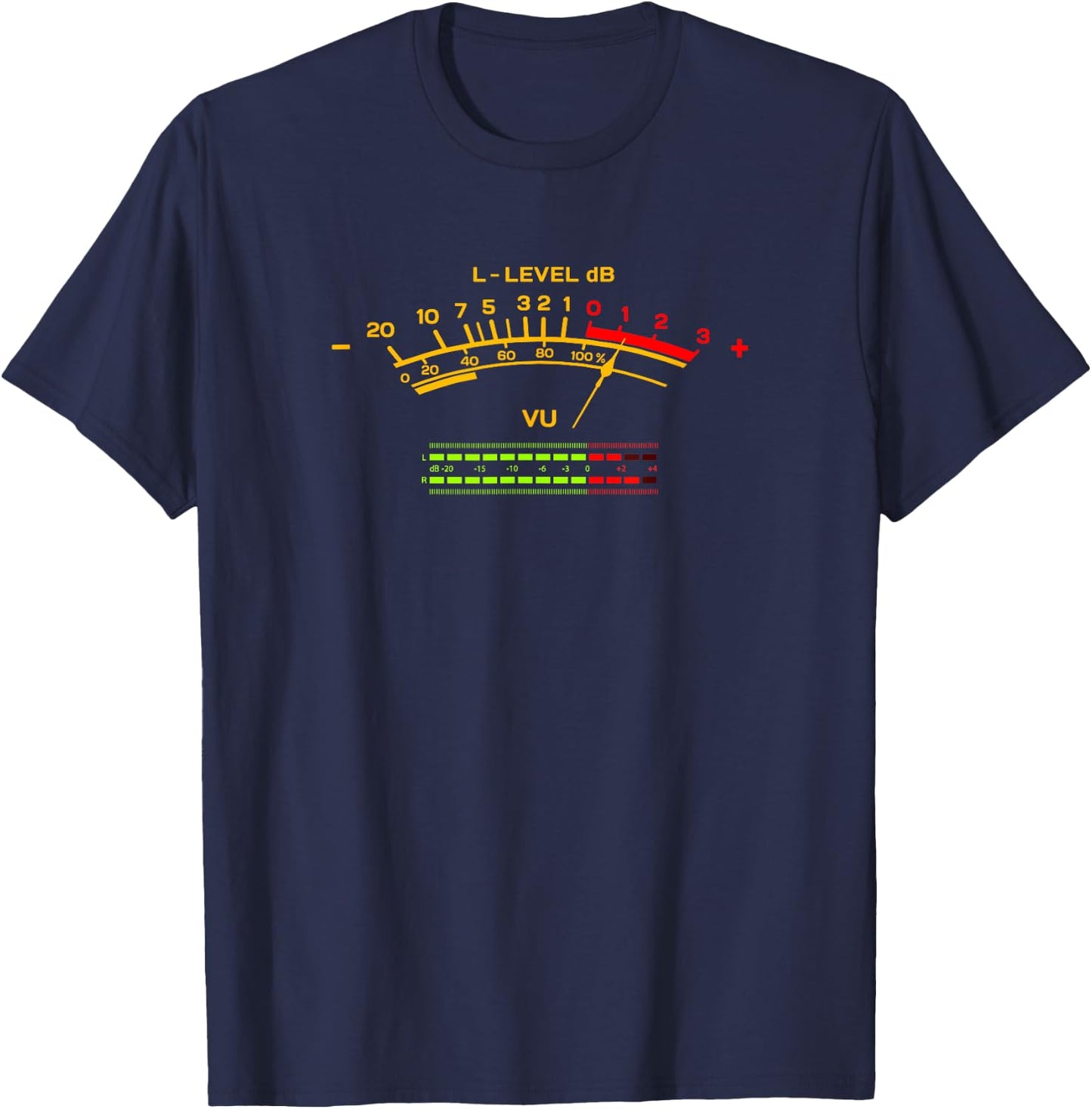 Retro VU Meter Vintage Hi-Fi Audio Stereo Music Sound T-Shirt - T-Shirt | Navy