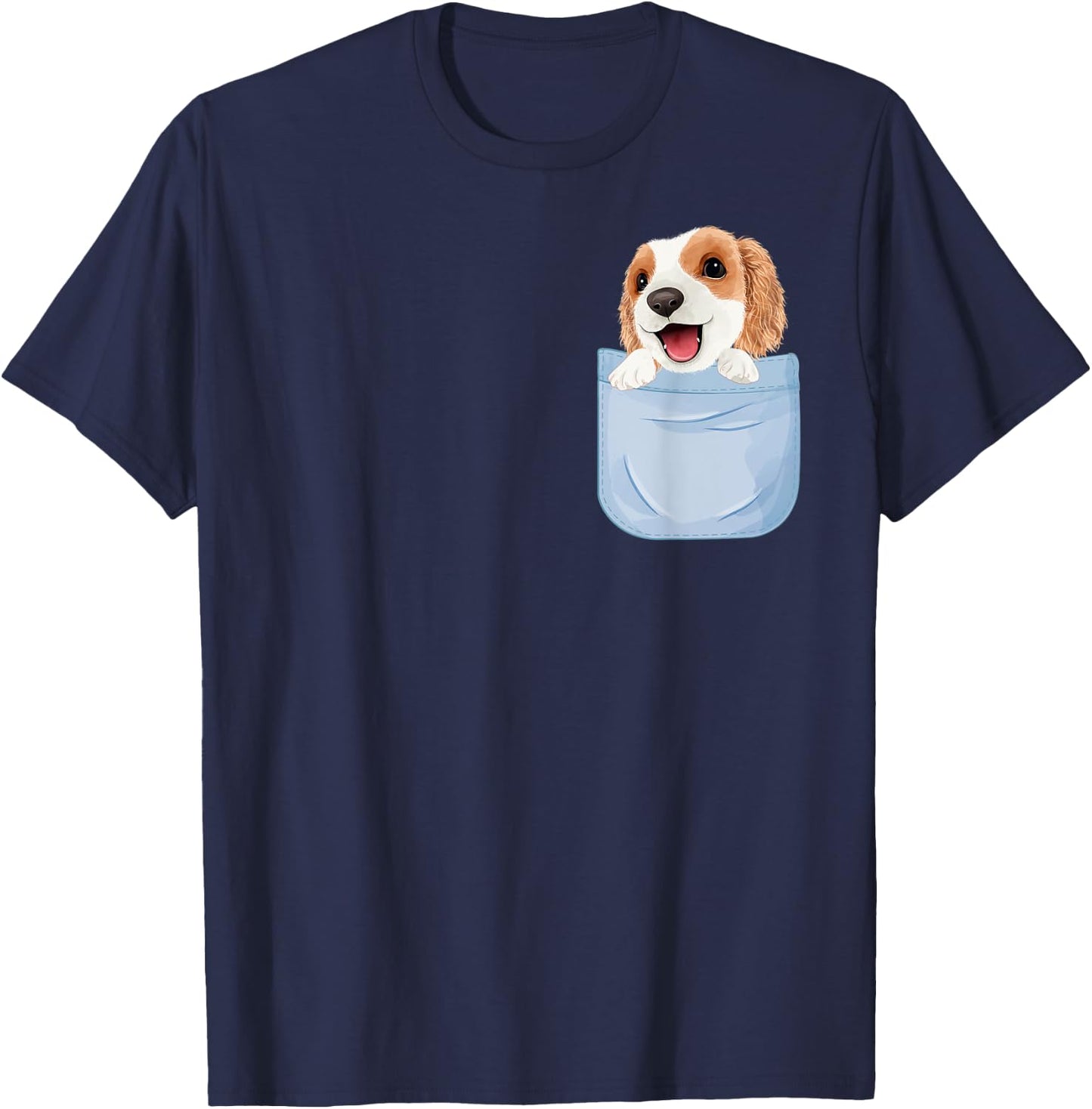 Cute Puppy in Your Pocket Peeking Dogs Pet Animal Dog Lover Men Women Kids T-Shirt - T-Shirt | Navy