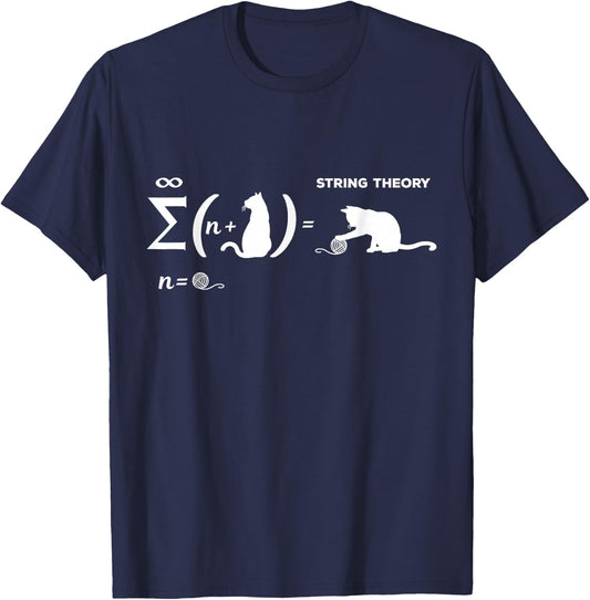 Schrödingers String Theory - Cat Physicist Quantum Mechanics T-Shirt - T-Shirt | Navy