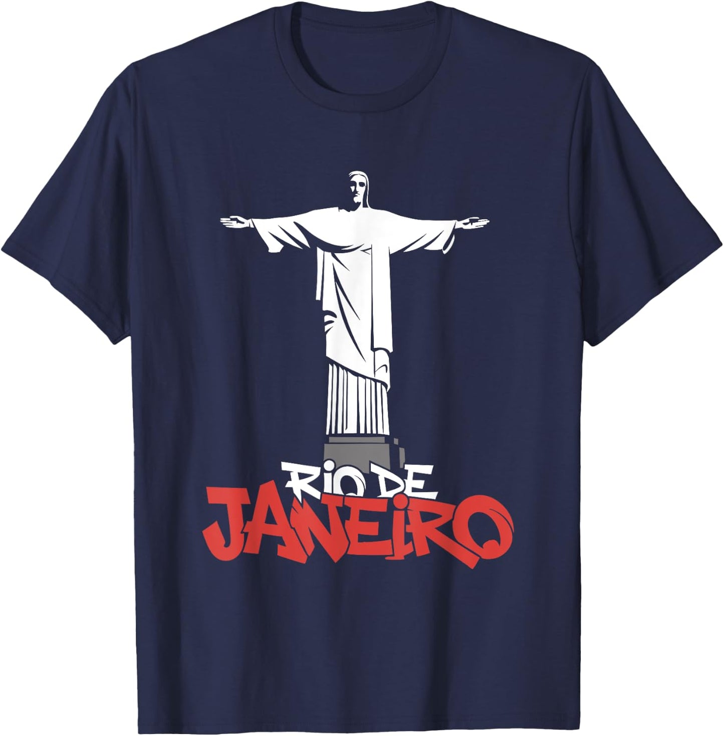 Christ The Redeemer Rio De Janeiro - Vintage Brazil Souvenir T-Shirt - T-Shirt | Navy