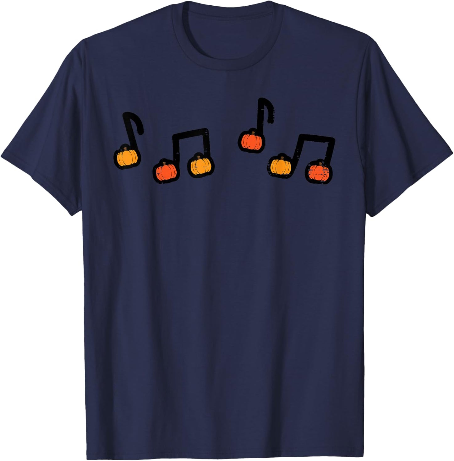 Halloween Music Notes Pumpkin Costume Teacher Women Men Kids T-Shirt - T-Shirt | Navy