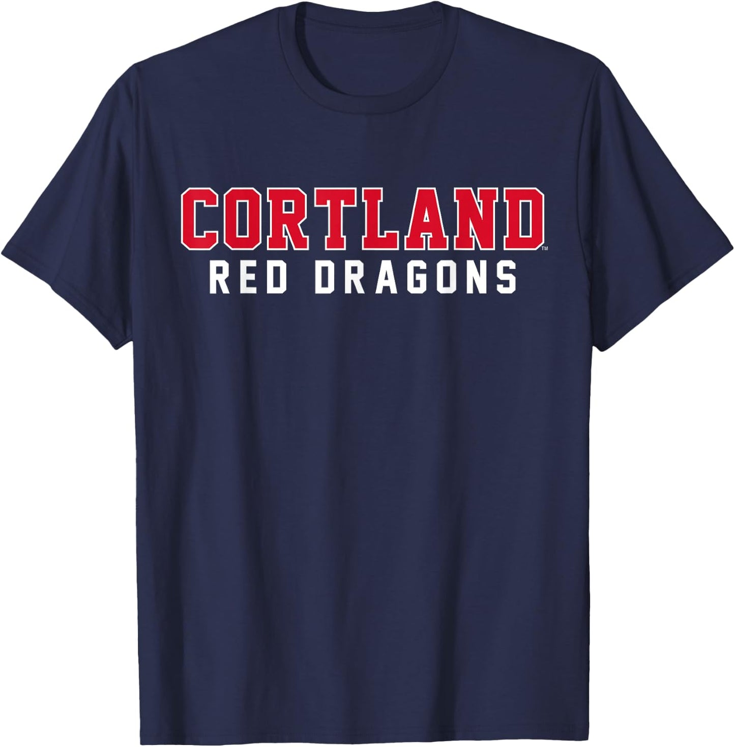 SUNY Cortland Red Dragons Classic Stacked Collegiate Text T-Shirt - T-Shirt | Navy