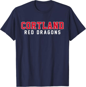 SUNY Cortland Red Dragons Classic Stacked Collegiate Text T-Shirt - T-Shirt | Navy