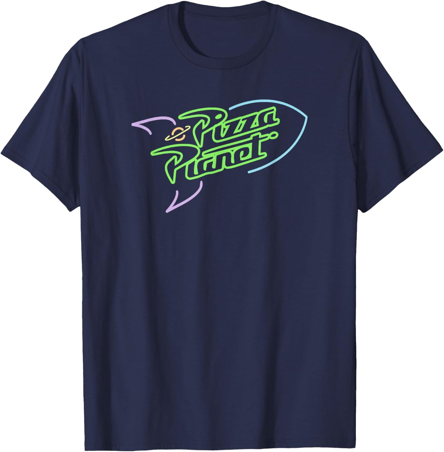 Disney Pixar Toy Story Pizza Planet Neon Spaceship Logo T-Shirt - T-Shirt | Navy