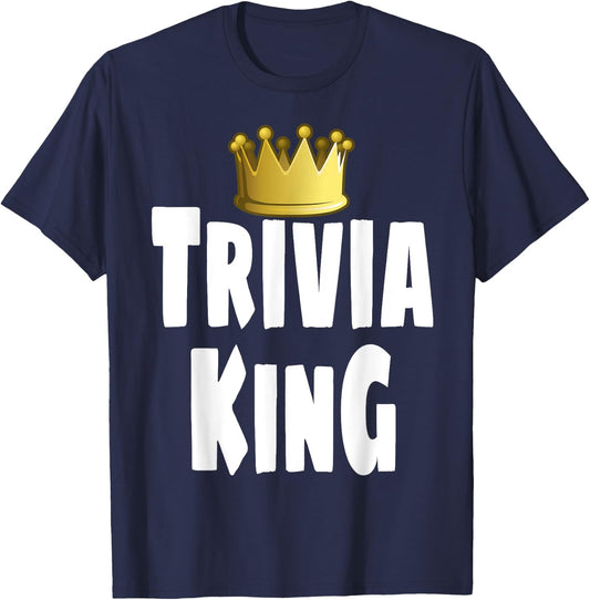 Funny Trivia King Night Game Player Lover Crown Winner T-Shirt - T-Shirt | Navy