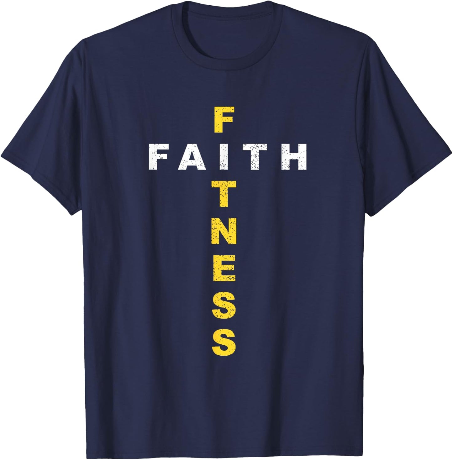 Active-Faith Fitness Cross Christian Workout Modern Gym T-Shirt - T-Shirt | Navy