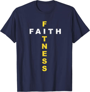 Active-Faith Fitness Cross Christian Workout Modern Gym T-Shirt - T-Shirt | Navy