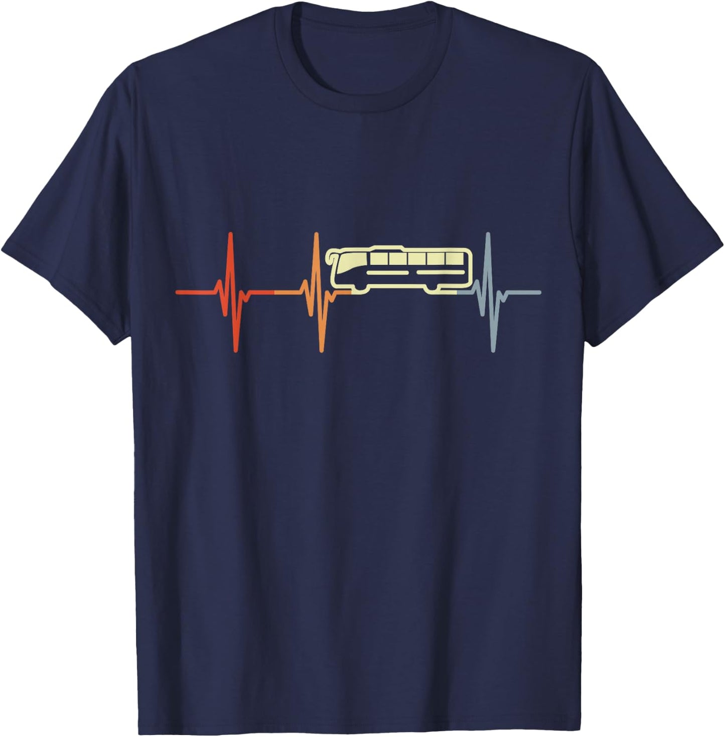 Bus Cardiogram Retro Transit Driver T-Shirt - T-Shirt | Navy
