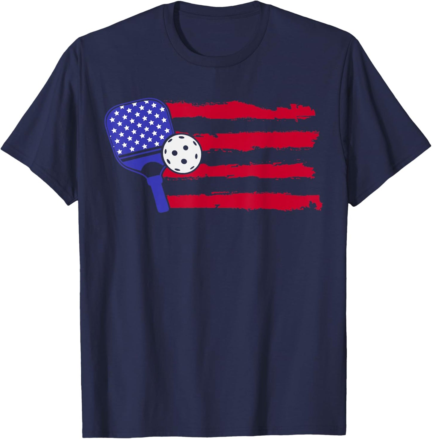 Pickleball US Flag American Patriotic Pickleball 4th Of July Women Kids Men T-Shirt - T-Shirt | Navy