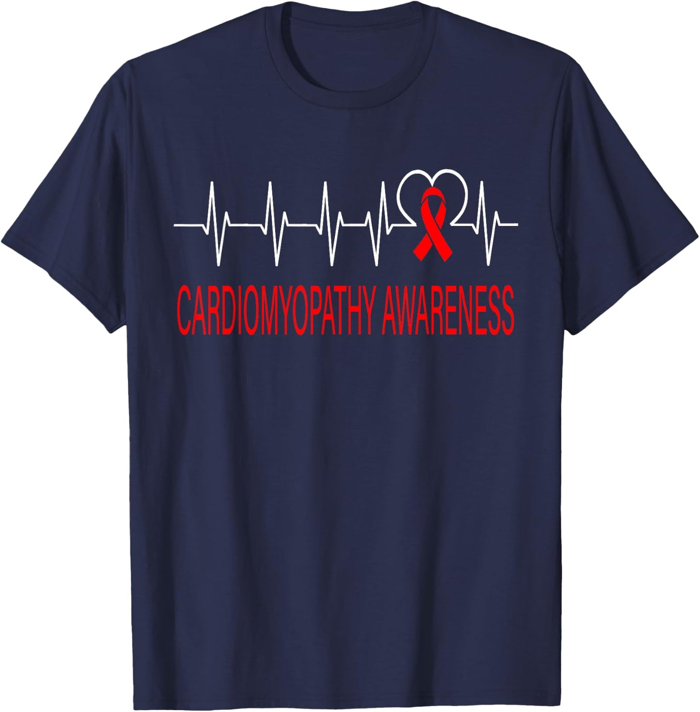 Cardiomyopathy Awareness Heartbeat Women, Kids T-Shirt - T-Shirt | Navy