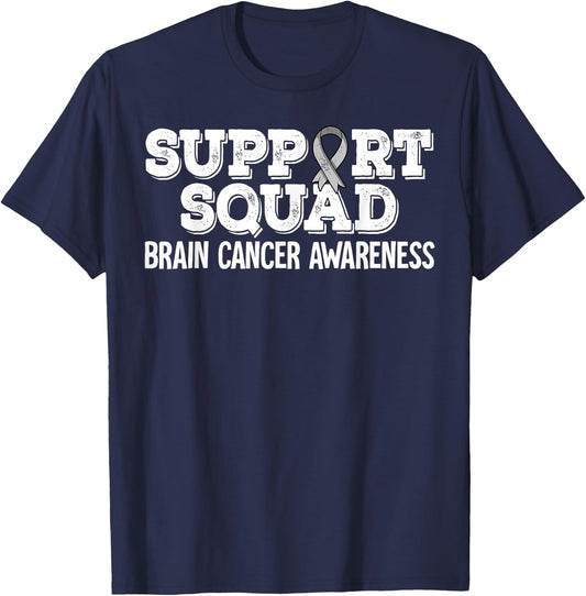 Support Squad Brain Cancer Awareness T-Shirt - T-Shirt | Navy