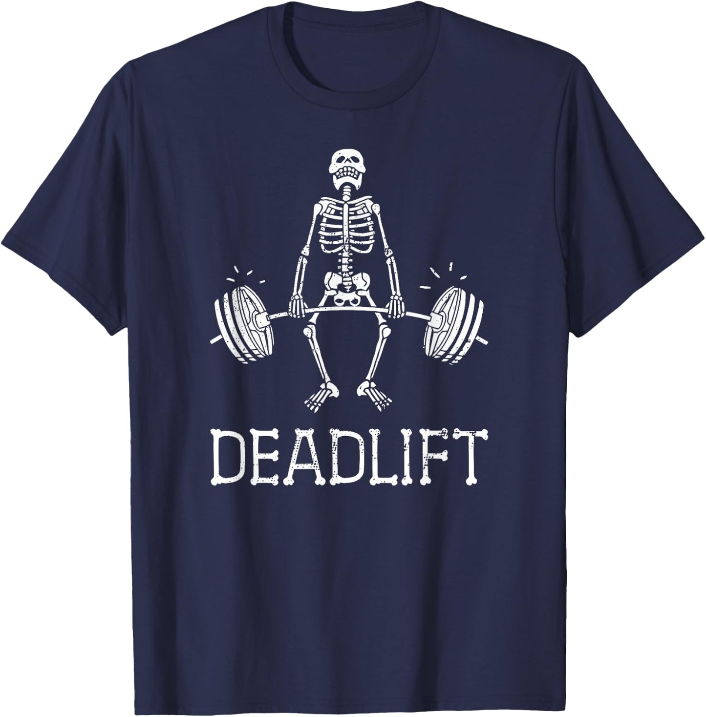 DEADLIFT Funny Halloween Skeleton Weight Lifting Workout T-Shirt - T-Shirt | Navy