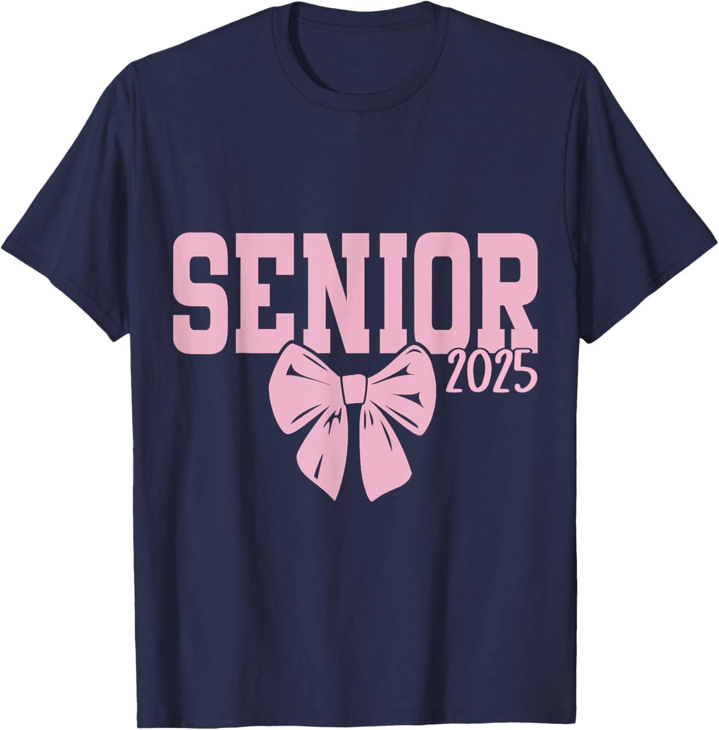 Senior 2025 pink coquette bow girls class of 2025 T-Shirt - T-Shirt | Navy