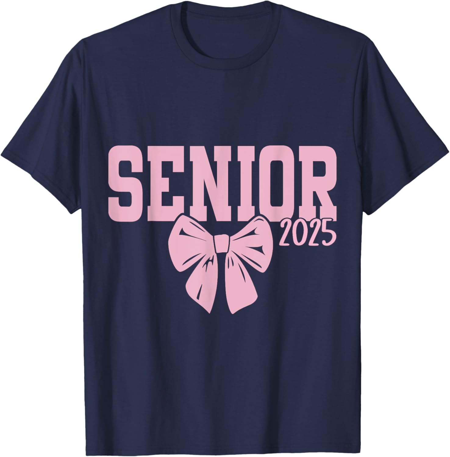Senior 2025 pink coquette bow girls class of 2025 T-Shirt - T-Shirt | Navy