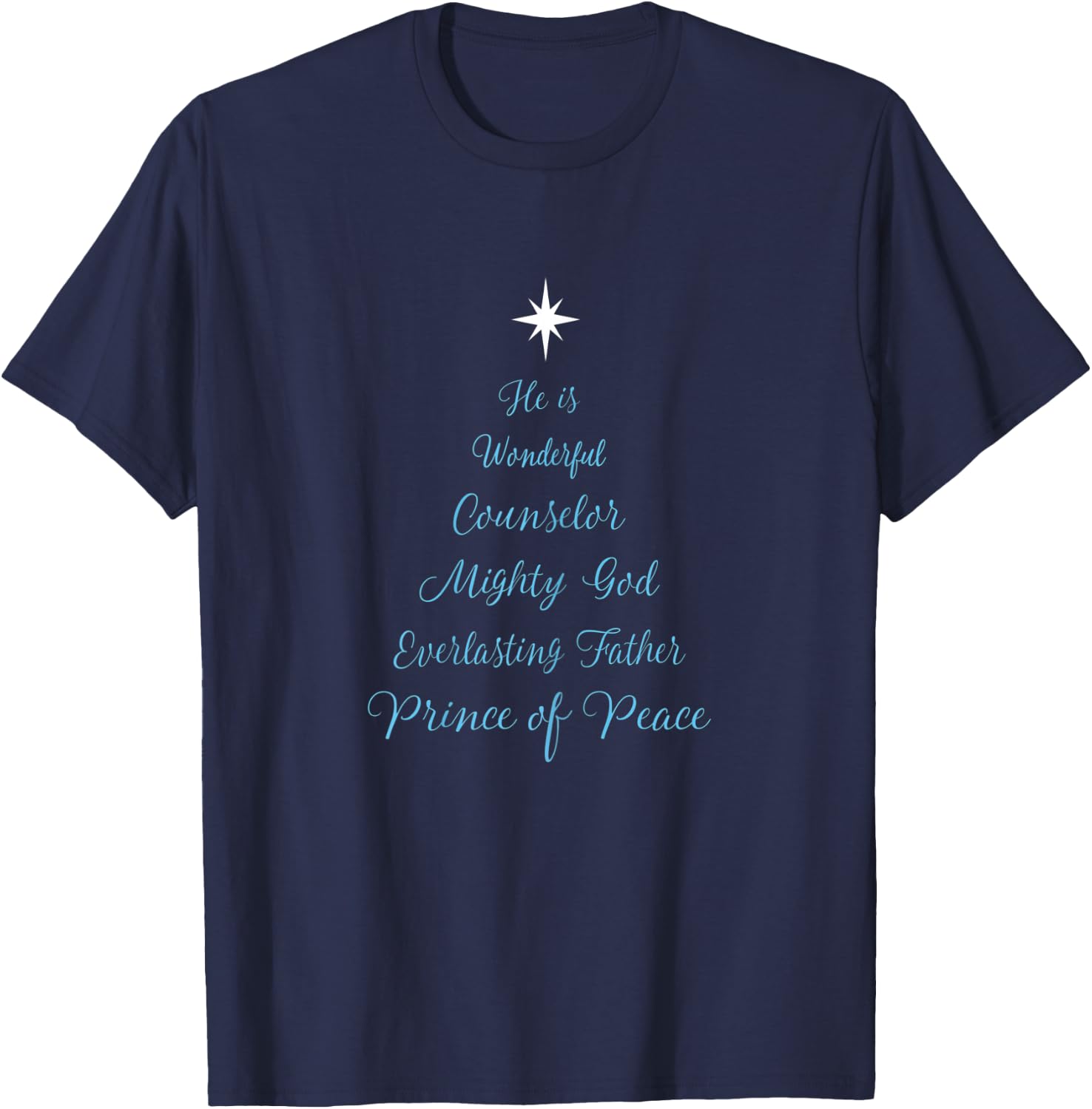 Wonderful Counselor Christmas Tree Christian Bible Verse T-Shirt - T-Shirt | Navy