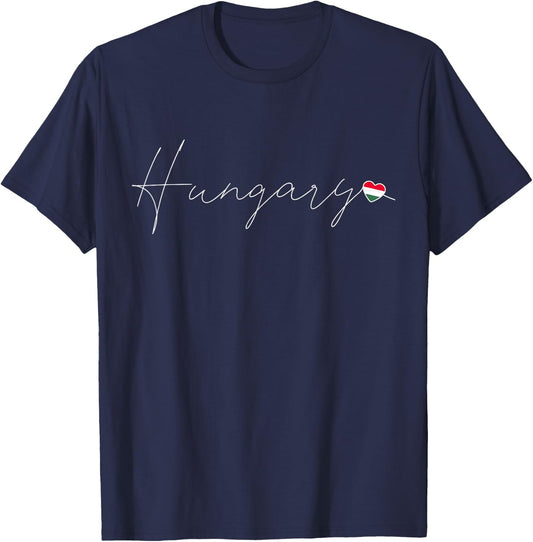 Magyarország Love Hungarian Flag and Heart on Hungary T-Shirt - T-Shirt | Navy