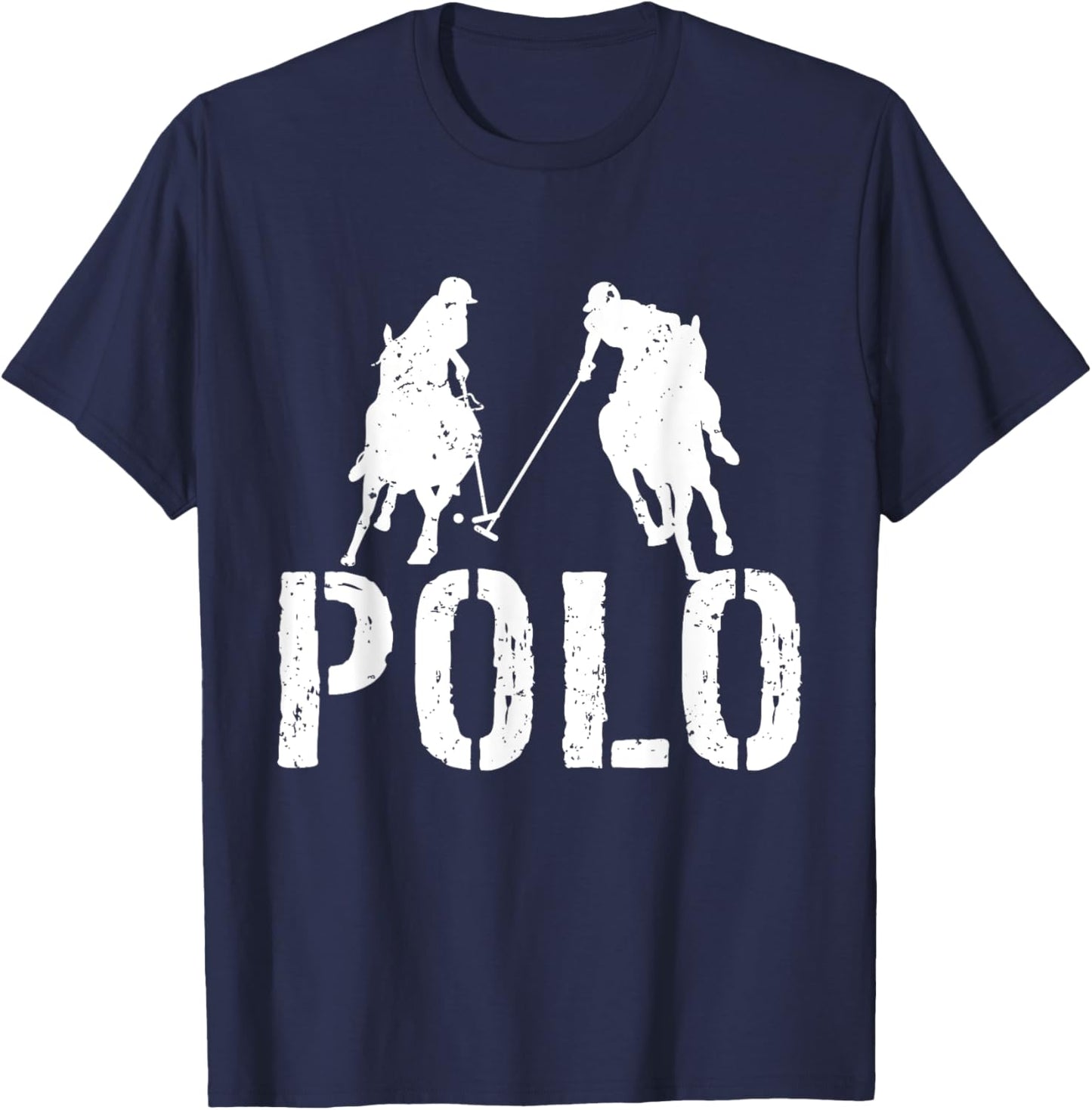 Polo Players Horseback Riding Horse Equestrian Sports T-Shirt - T-Shirt | Navy
