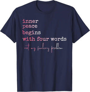 Funny Inner Peace Stars With Four Words T-Shirt - T-Shirt | Navy