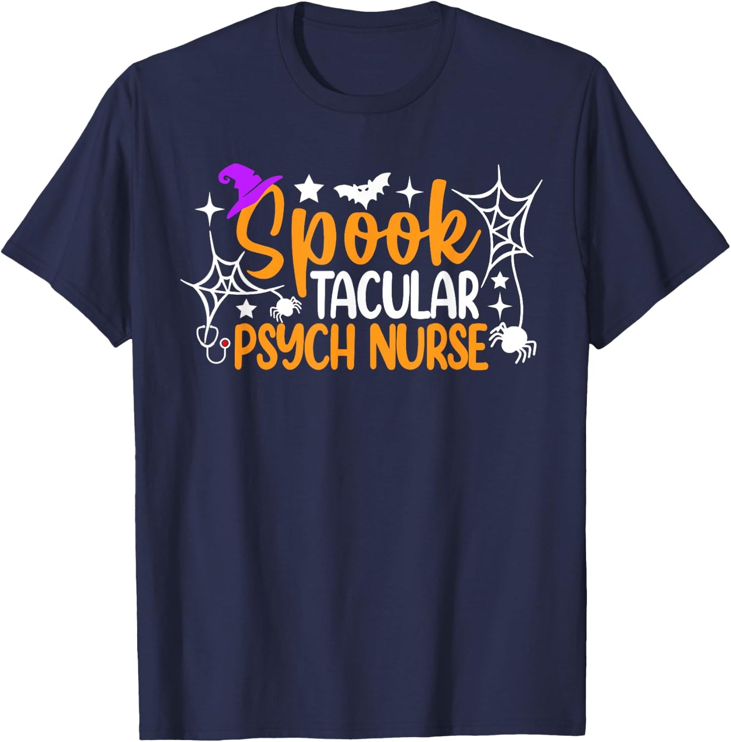 Spooktacular Psych Nurse Funny Halloween Costume T-Shirt - T-Shirt | Navy