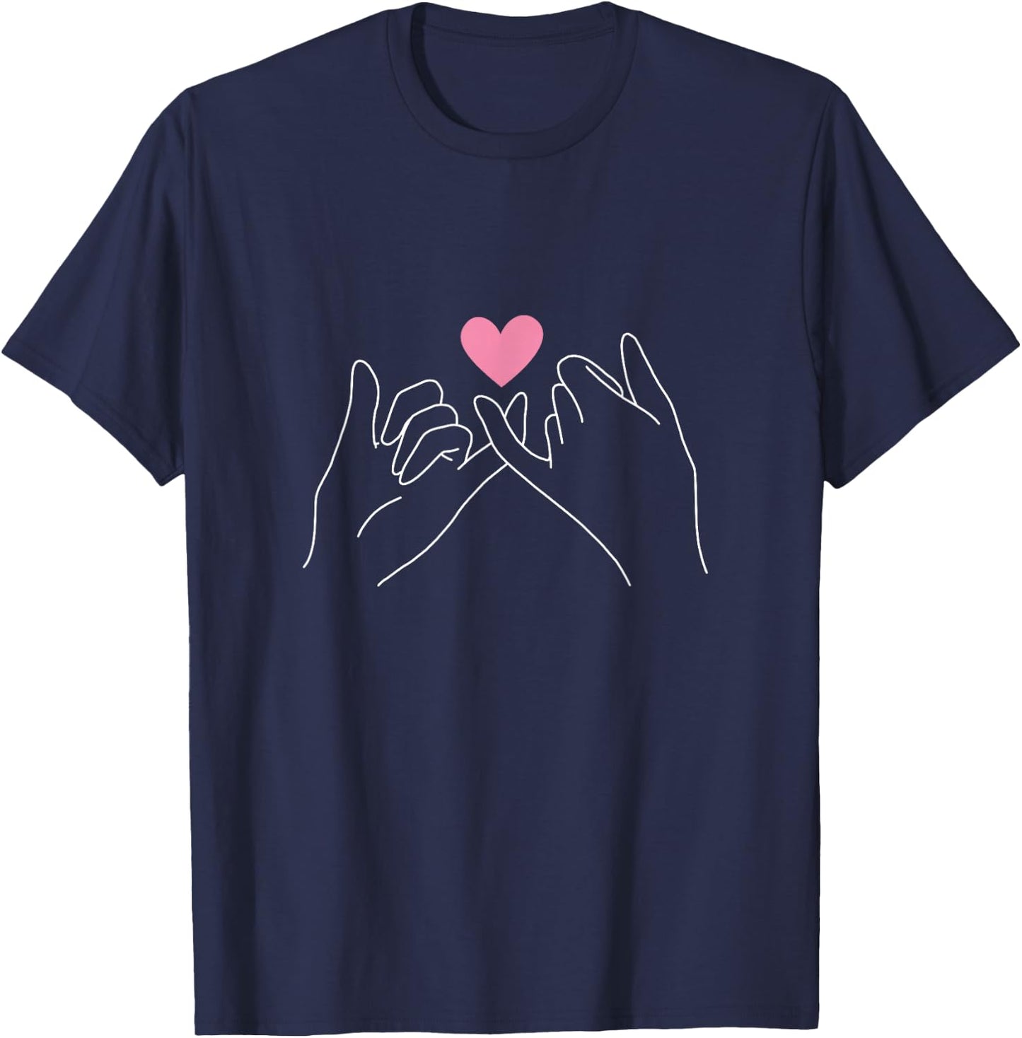 Pinky Swear Bestie BFF Pinky Promise Pink Heart Hand Gesture T-Shirt - T-Shirt | Navy