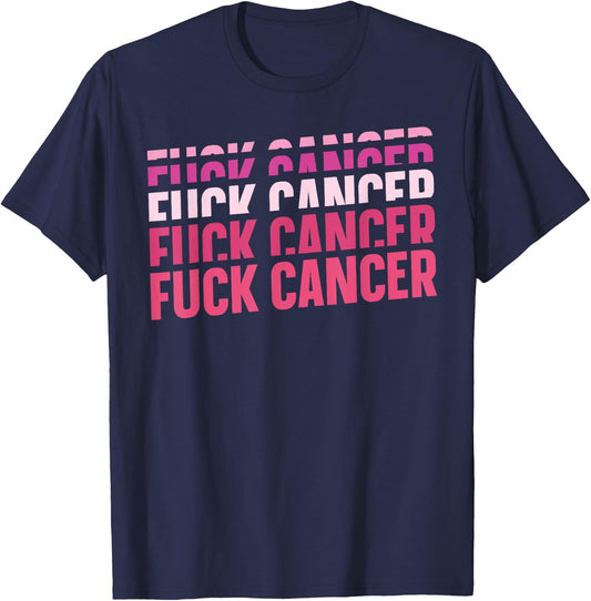 Stylish Breast Cancer Awareness Shirt Fuck Cancer Design T-Shirt - T-Shirt | Navy