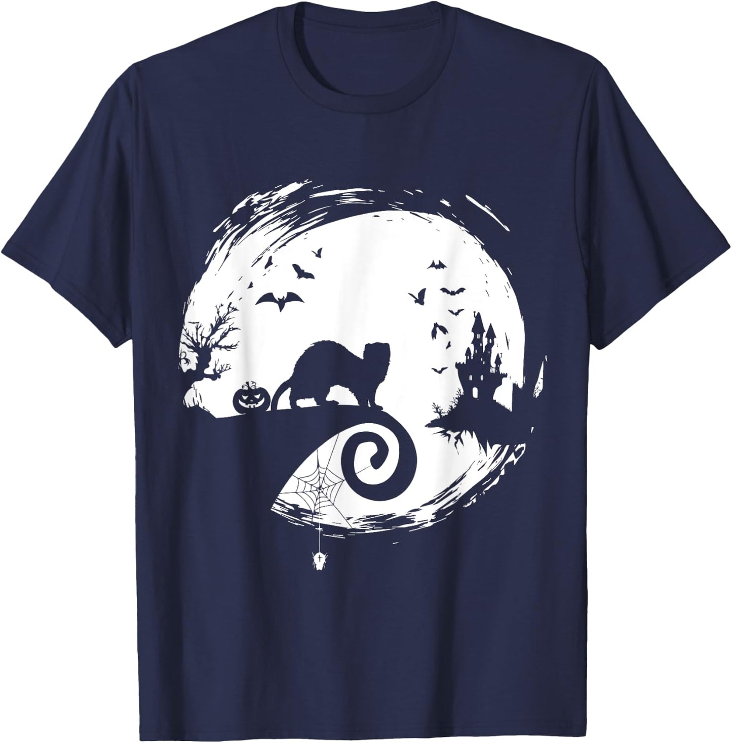 Ferret Halloween Costume Moon Silhouette Creepy Horror T-Shirt - T-Shirt | Navy