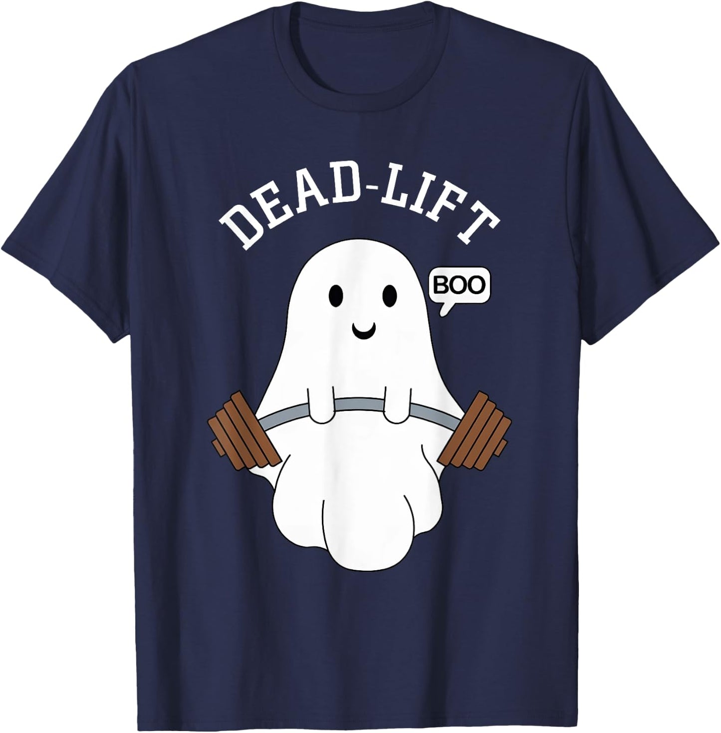 Dead Lift Funny Ghost Gymer Halloween Weight Lifting Workout T-Shirt - T-Shirt | Navy