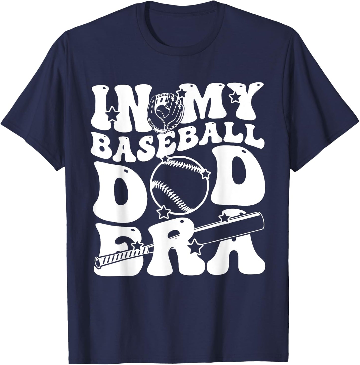 In My Baseball Dad Era Retro Groovy Daddy Papa Father's Day T-Shirt - T-Shirt | Navy