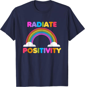 Radiate Positivity Shirt meditation & Inspirational Yoga T-Shirt - T-Shirt | Navy