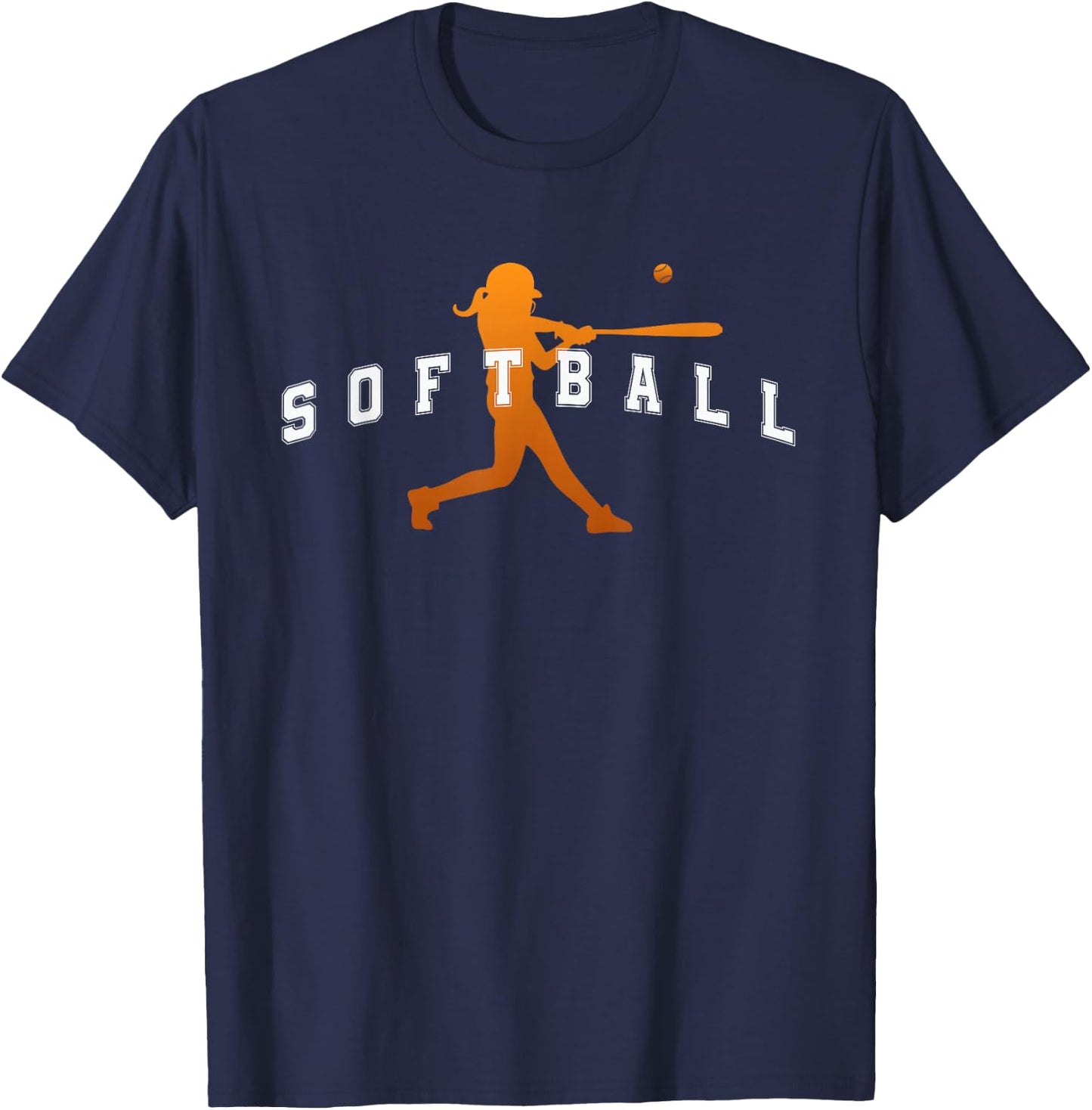 Softball Orange Team Player Text T-Shirt - T-Shirt | Navy