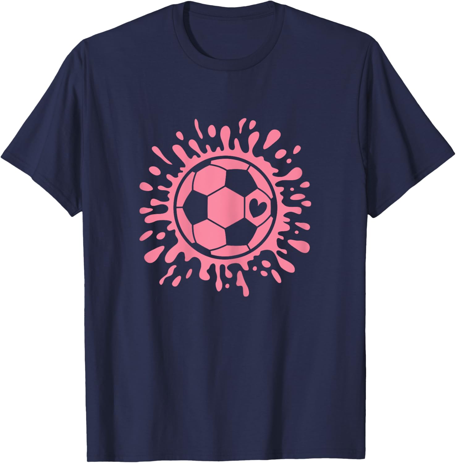 Soccer Ball Cute Pink Soccer Lover Women Girls Kids T-Shirt - T-Shirt | Navy