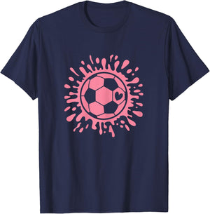Soccer Ball Cute Pink Soccer Lover Women Girls Kids T-Shirt - T-Shirt | Navy