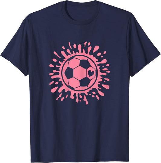 Soccer Ball Cute Pink Soccer Lover Women Girls Kids T-Shirt - T-Shirt | Navy