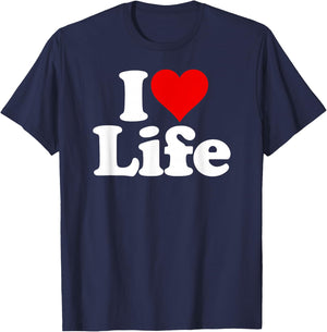 I Love Heart Life Living T-Shirt - T-Shirt | Navy