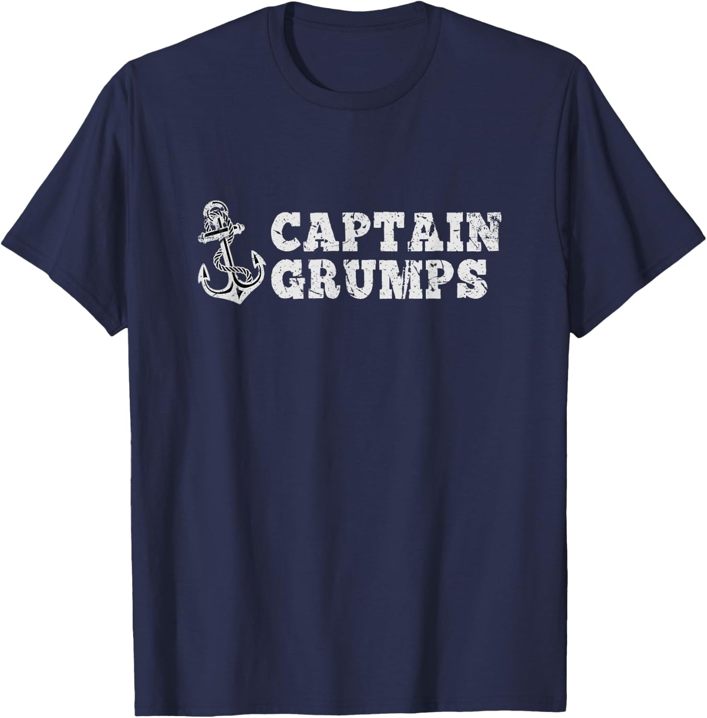 Captain Grumps Sailing Boating Vintage Boat Anchor Funny T-Shirt - T-Shirt | Navy