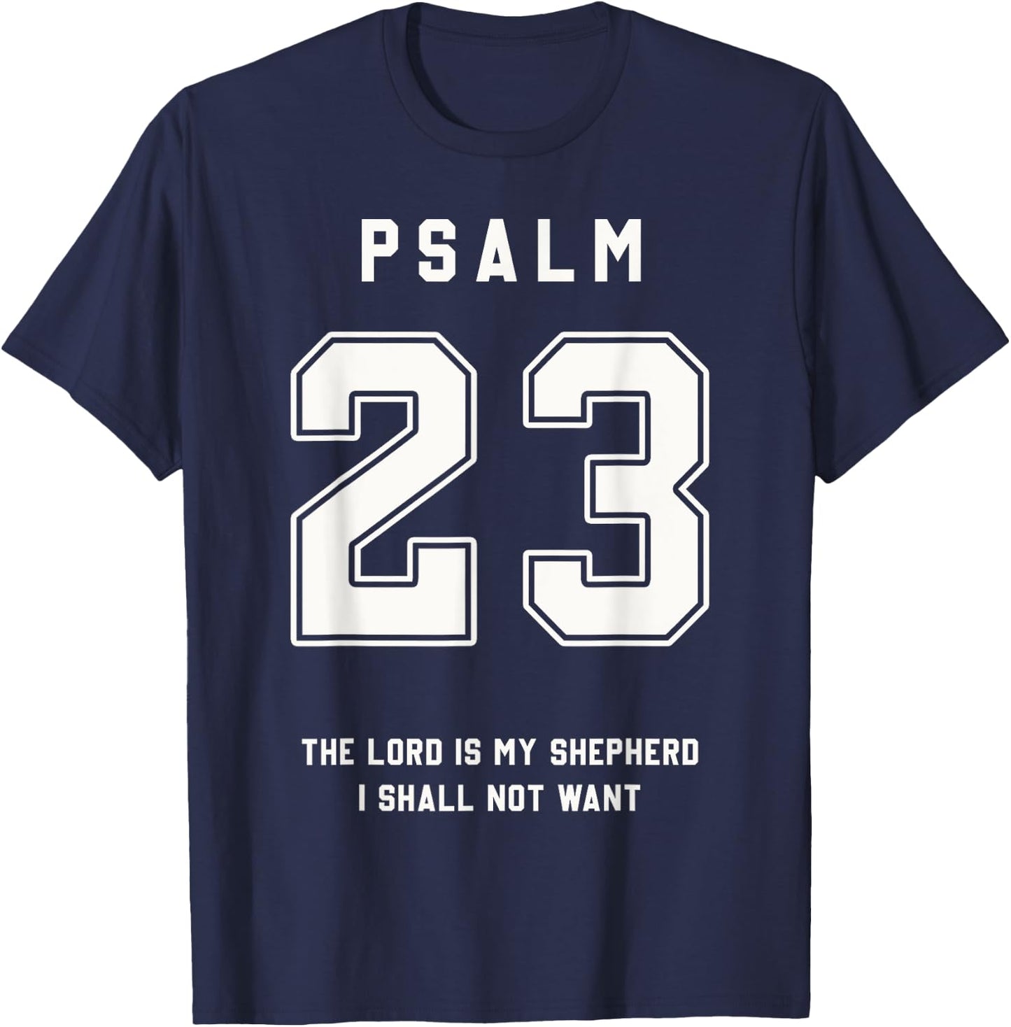 Psalm 23 Bible Verse Team Sports Jersey Christian T-Shirt - T-Shirt | Navy