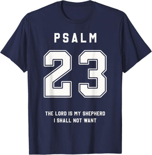 Psalm 23 Bible Verse Team Sports Jersey Christian T-Shirt - T-Shirt | Navy