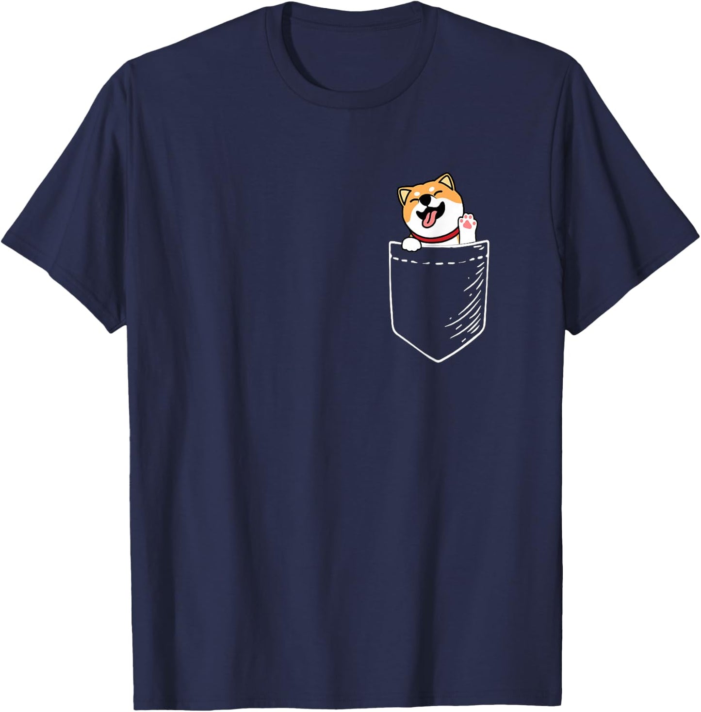 Kids Kawaii Doge Meme Pocket Shiba Inu Dog Lover T-Shirt - T-Shirt | Navy