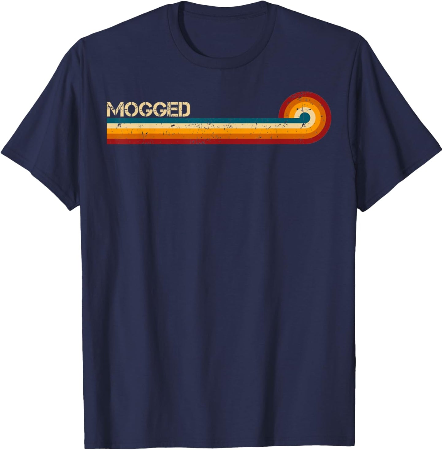Mogged Retro Stripes Funny Saying Gift Women T-Shirt - T-Shirt | Navy