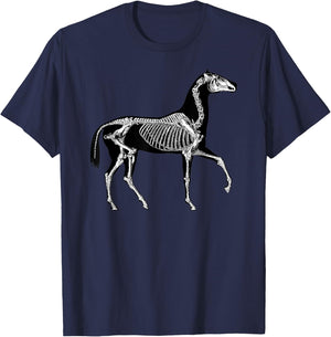 Horse Skeleton Halloween Skeletal Anatomy T-Shirt - T-Shirt | Navy