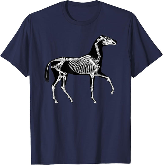 Horse Skeleton Halloween Skeletal Anatomy T-Shirt - T-Shirt | Navy