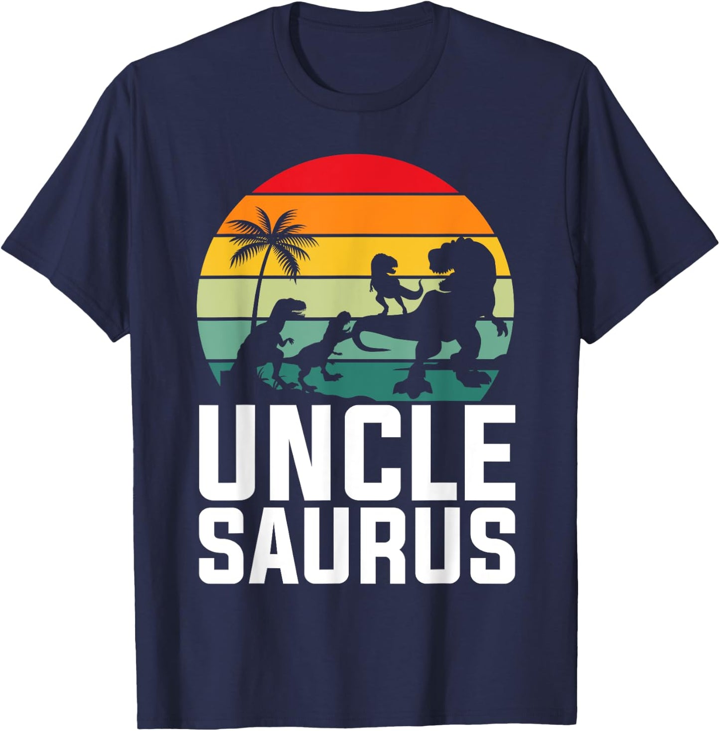 T-rex Uncle Apparel, Unclesaurus 3 Kids Fathers Day Dinosaur T-Shirt - T-Shirt | Navy