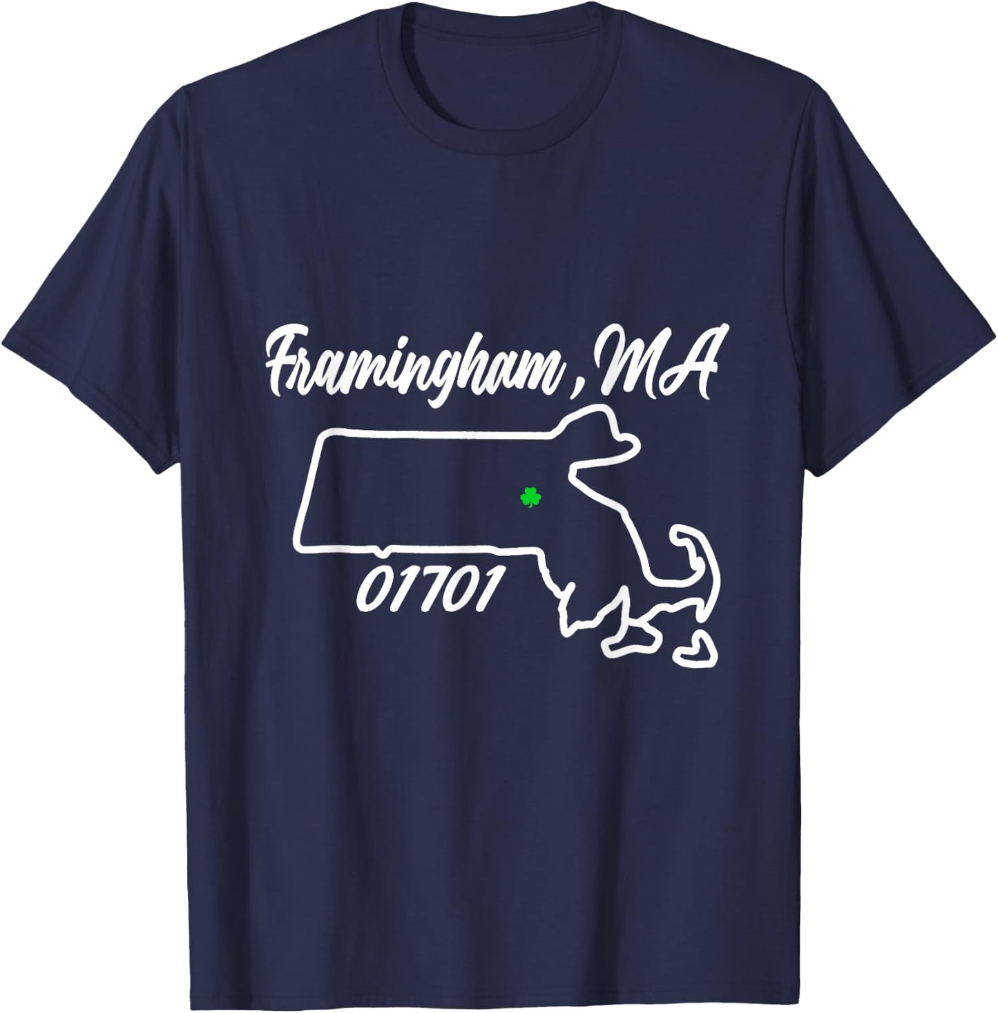 Framingham MA 01701 MASS Massachusetts State Map Souvenir T-Shirt - T-Shirt | Navy