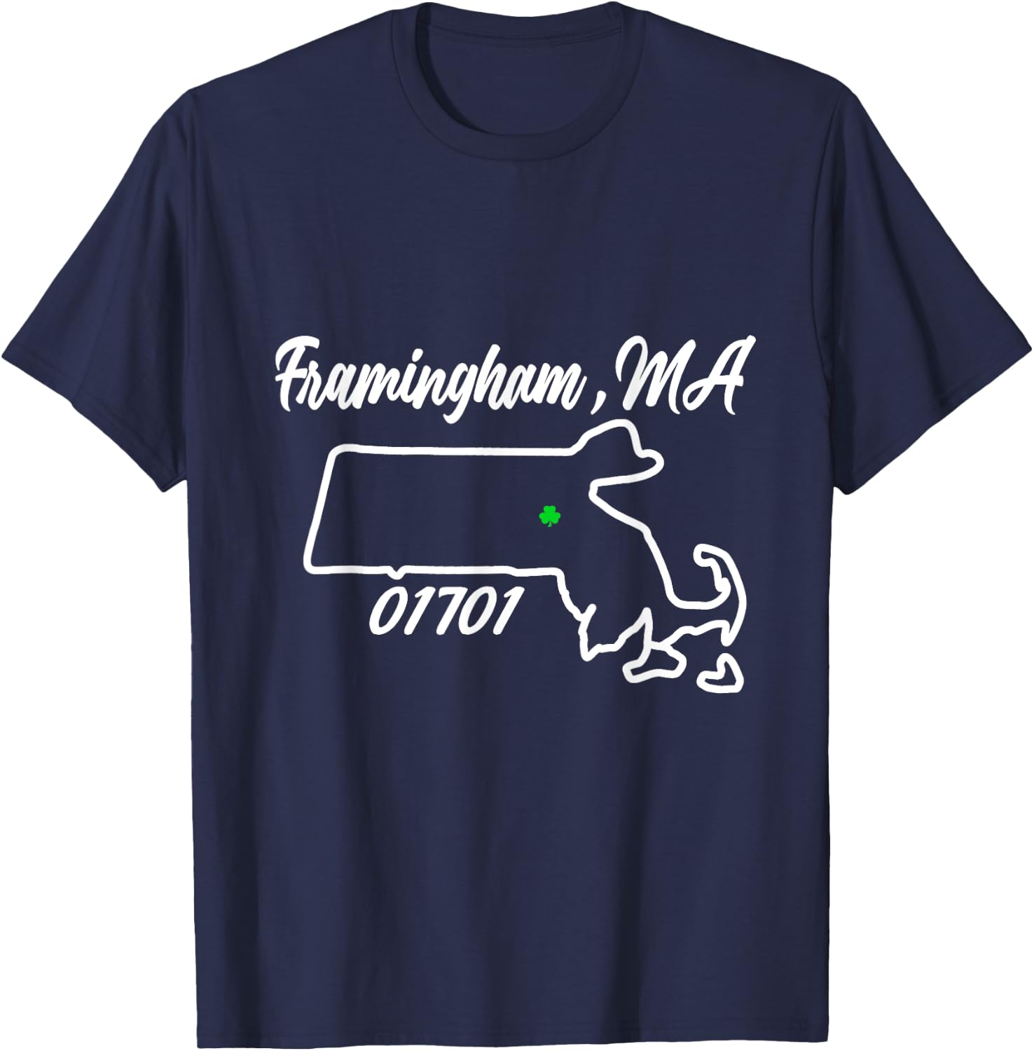 Framingham MA 01701 MASS Massachusetts State Map Souvenir T-Shirt - T-Shirt | Navy