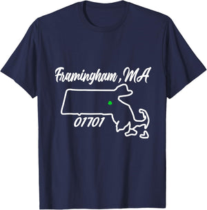 Framingham MA 01701 MASS Massachusetts State Map Souvenir T-Shirt - T-Shirt | Navy