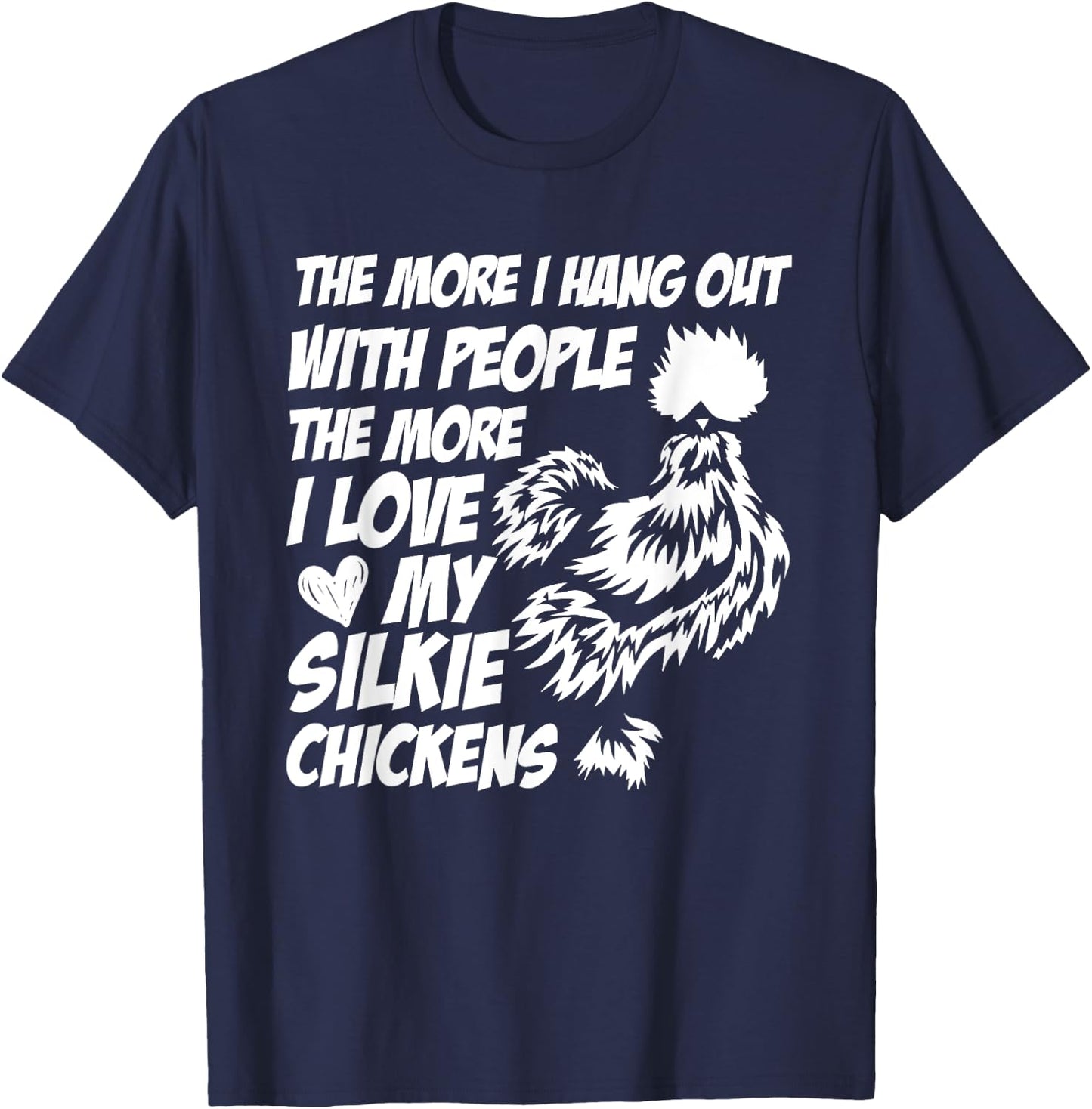 Silky Chicken Fluffy Chinese Silk Chicken Silkie Chicken T-Shirt - T-Shirt | Navy