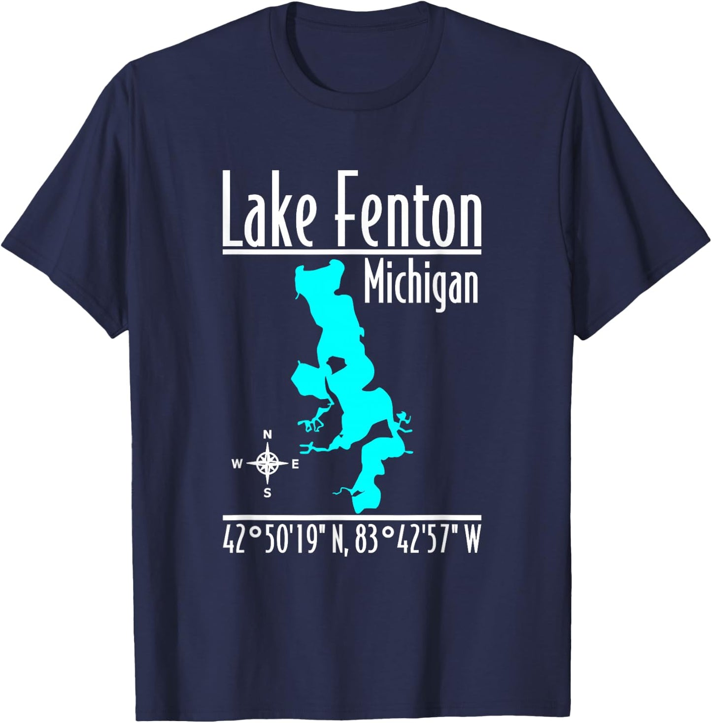 Modern Lake Fenton - Michigan T-Shirt - T-Shirt | Navy