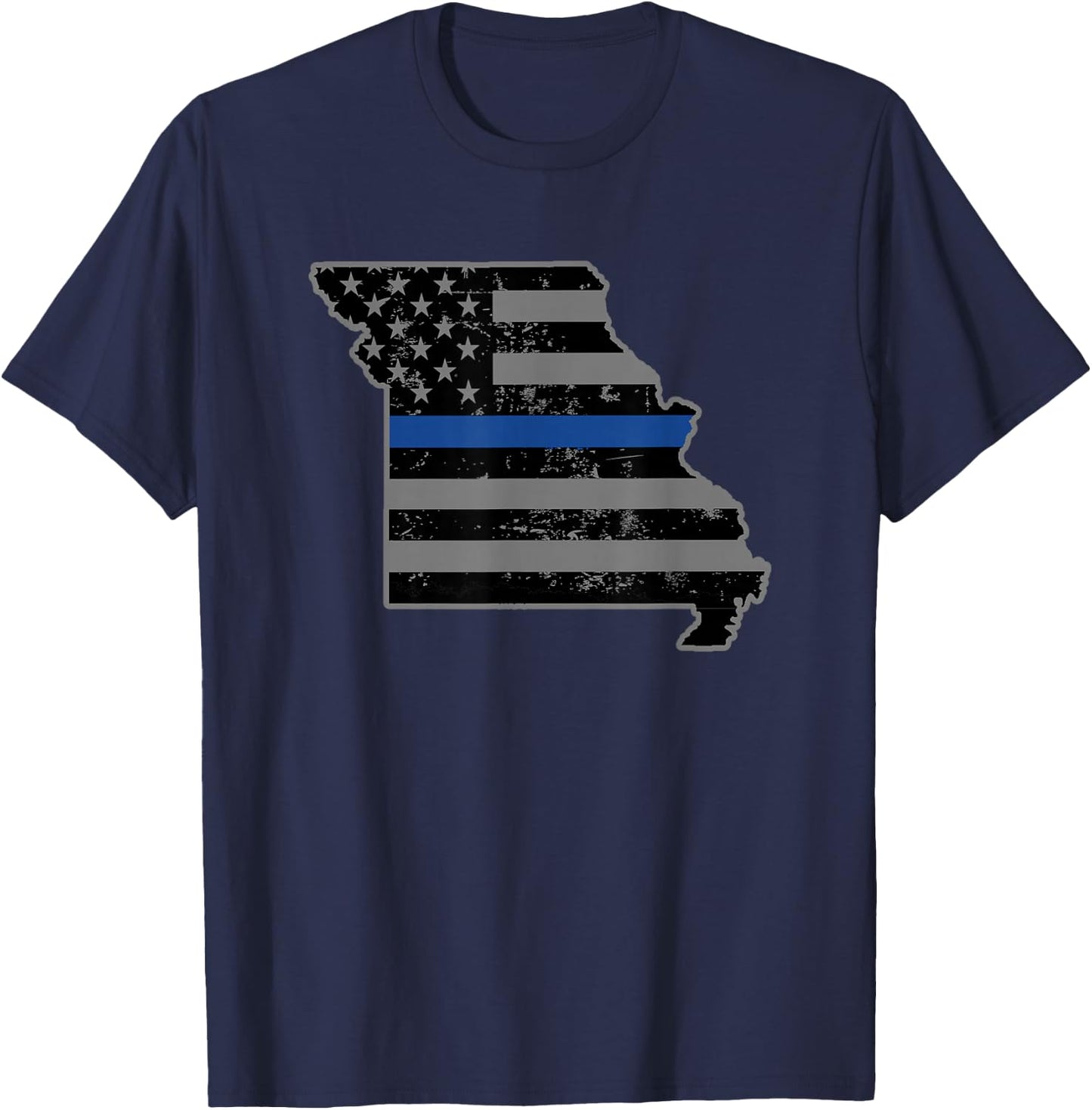 Missouri State Highway Patrol Shirt Thin Blue Line Flag Shir T-Shirt - T-Shirt | Navy