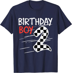 Kids 2nd Bday Racing Birthday Boy 2 Years Old Toddler Boys Kids T-Shirt - T-Shirt | Navy