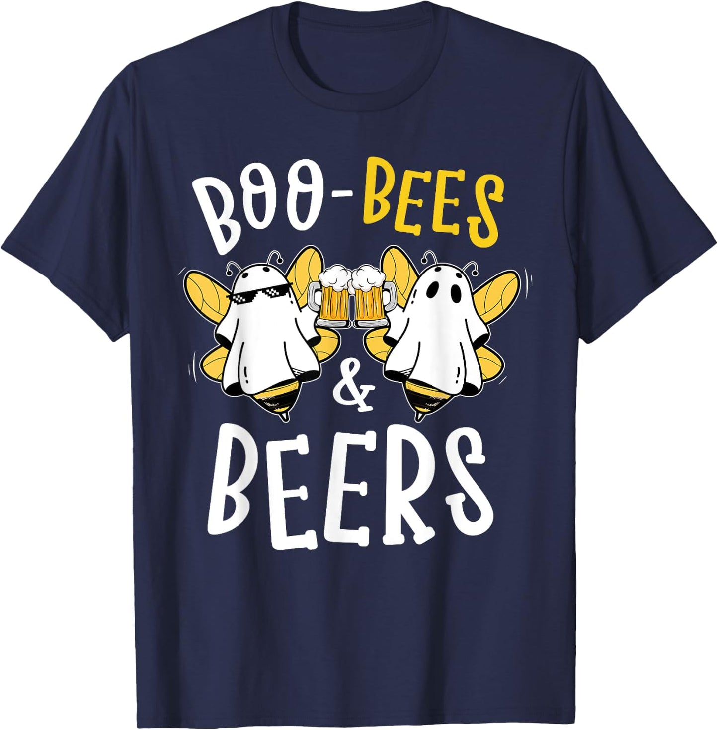 Boo Bees & Beers Couples Funny Halloween Costume T-Shirt - T-Shirt | Navy